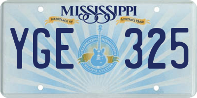 MS license plate YGE325