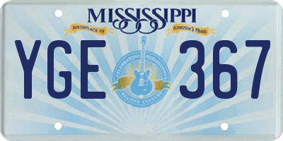 MS license plate YGE367