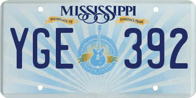MS license plate YGE392