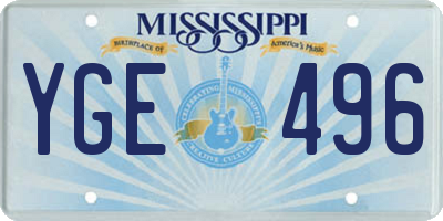 MS license plate YGE496