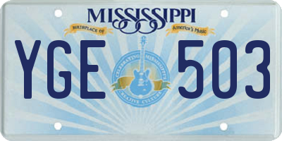 MS license plate YGE503