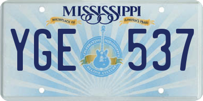 MS license plate YGE537