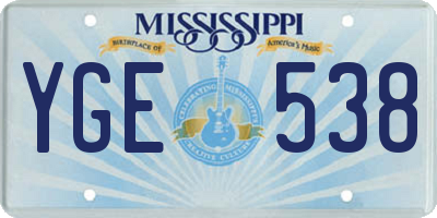 MS license plate YGE538