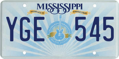 MS license plate YGE545