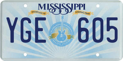 MS license plate YGE605