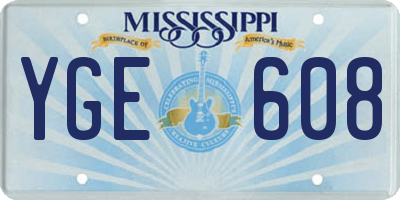 MS license plate YGE608