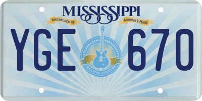 MS license plate YGE670
