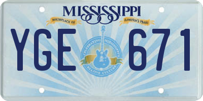 MS license plate YGE671