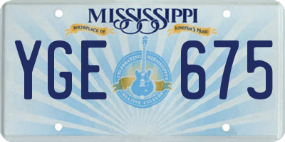 MS license plate YGE675