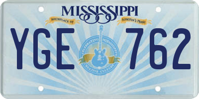 MS license plate YGE762