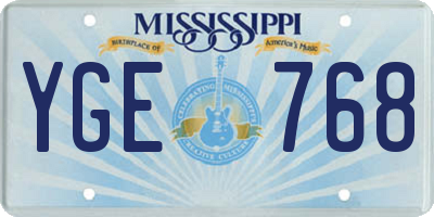 MS license plate YGE768