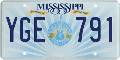 MS license plate YGE791