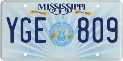 MS license plate YGE809