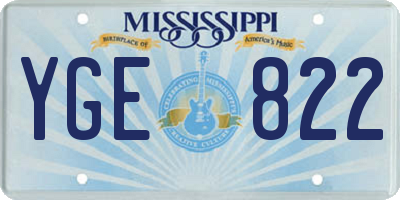 MS license plate YGE822