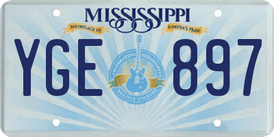MS license plate YGE897