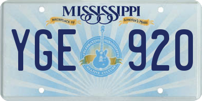 MS license plate YGE920
