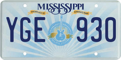 MS license plate YGE930