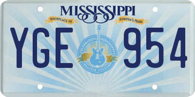 MS license plate YGE954