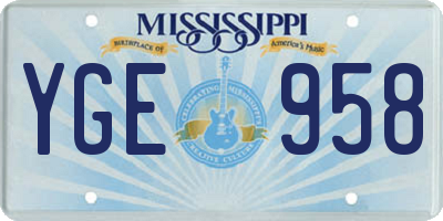 MS license plate YGE958