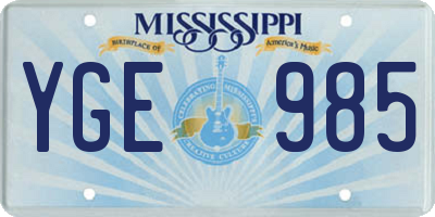MS license plate YGE985