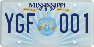 MS license plate YGF001