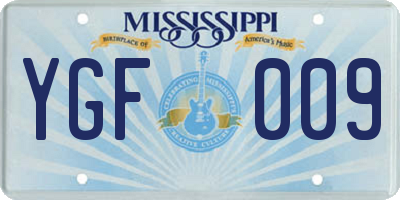 MS license plate YGF009