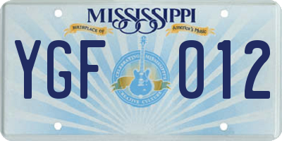 MS license plate YGF012