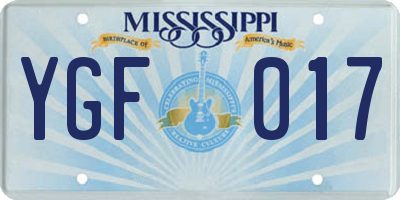MS license plate YGF017
