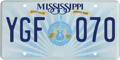 MS license plate YGF070