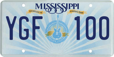 MS license plate YGF100