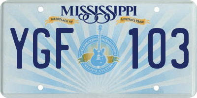 MS license plate YGF103