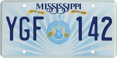 MS license plate YGF142