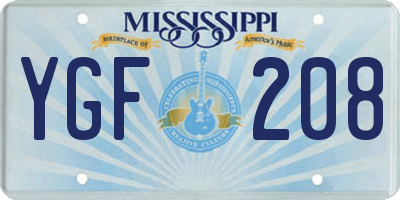 MS license plate YGF208
