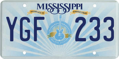 MS license plate YGF233