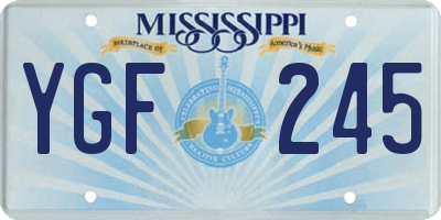 MS license plate YGF245