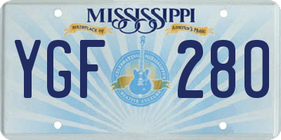 MS license plate YGF280