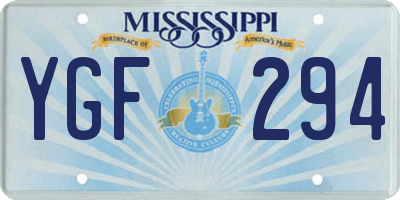 MS license plate YGF294