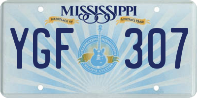 MS license plate YGF307