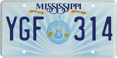 MS license plate YGF314