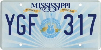 MS license plate YGF317