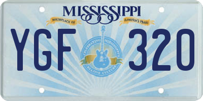 MS license plate YGF320