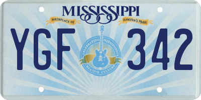 MS license plate YGF342
