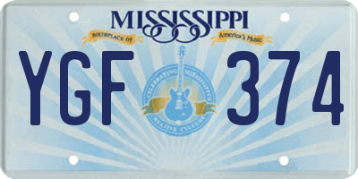 MS license plate YGF374
