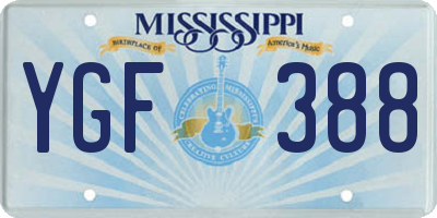 MS license plate YGF388