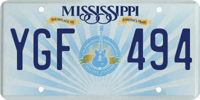 MS license plate YGF494