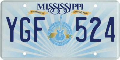 MS license plate YGF524