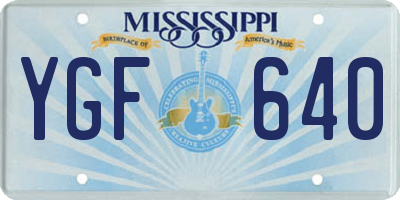 MS license plate YGF640