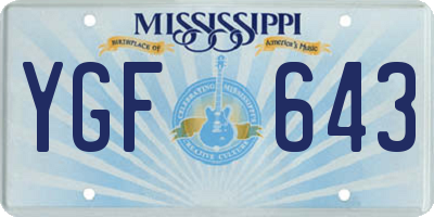 MS license plate YGF643