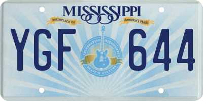 MS license plate YGF644