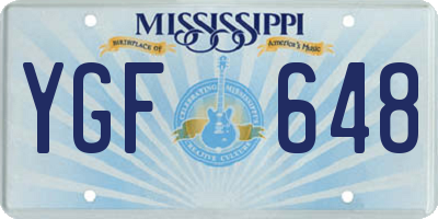 MS license plate YGF648